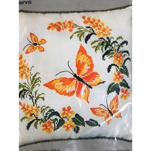 CM Cross Stitch Kit 6862 Pillow Cover ButterFly NEW - Picture 1 of 4