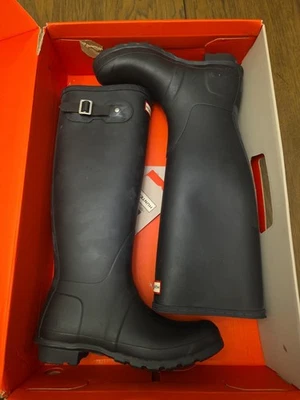 Botas de lluvia altas originales Hunter para mujer negras mate WFT1000RMA - talla US 8 / UK6 Foto 1 de 4