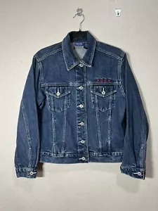 Vintage Winnie Puuh Jacke Damen M blau Denim 90er Trucker Knopf Disney " - Bild 1 von 8