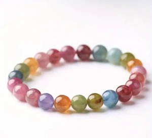 1pc Colorful Natural Stone Beaded Bracelet Rainbow Gemstone - Picture 1 of 3