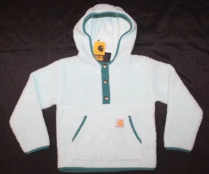 New girls CARHARTT long sleeve teal fleece quarter snap sweatshirt Size 5 - Picture 1 of 2