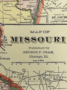 "Mapa antiguo de Missouri 1901 Kansas City St Louis Springfield original 14"" X 22""" - Imagen 1 de 6