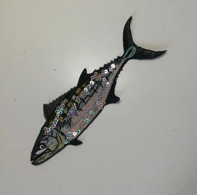 Bonito Fish With Sequins Handmade Embroidered Patch - Image 1 of 4