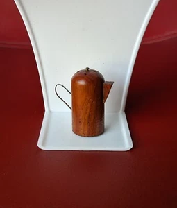 ONE Vintage MCM WOOD Coffee POT Kettle Metal Handle Salt Pepper SINGLE SHAKER - Picture 1 of 12