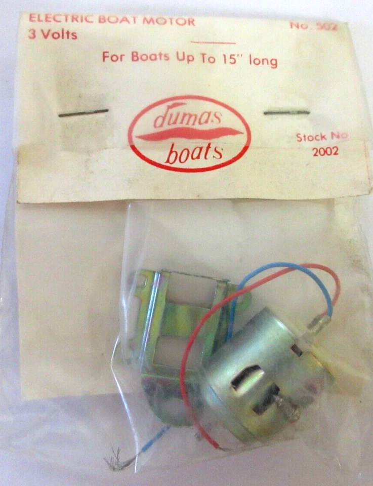 DUMAS BOATS 2002ELECTRIC BOAT MOTOR #502 - 3 VOLTS FOR BOATS UP TO 15" LONG - Image 1 of 1