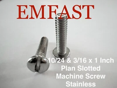 EMFAST 10/24 & 3/16 unc x 1 inch Pan slotted Machine Screw Stainless Steel Slot dome
