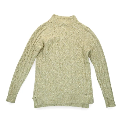 Suéter para mujer Michael Kors tejido con cable algodón lana talla pequeña beige manga larga Foto 1 de 4