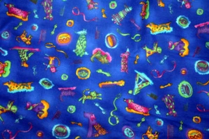 COLOR BOX FLANNEL DOGS AND CATS ON BLUE BY CHERI STROLE FOR SSI -100% COTTON - Picture 1 of 5