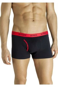 Authentic Bonds Mens Guyfront Trunks Underwear Shorts Black/Red - Picture 1 of 4