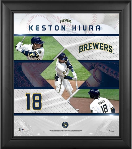 Keston Huira Milwaukee Brewers Framed 15x17 Stitched Stars Collage Cover
