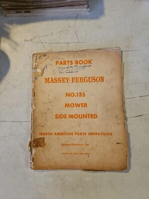Vintage 1961 Massey Ferguson 135 Mower Side Mounted Parts Book - Image 1 of 4