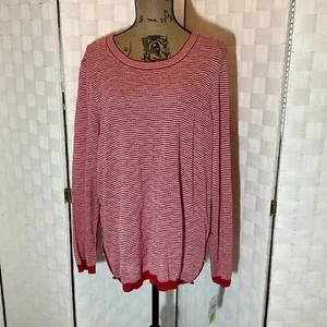 cathy daniels red white striped knit sweater plus size 1X - Picture 1 of 7