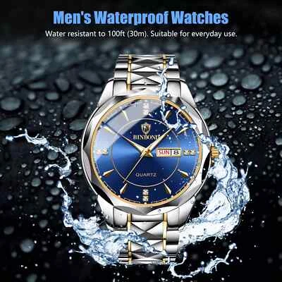 Share Waterproof Men Watch Stainless Steel Quartz Luminous Classic Business Wris - Image 1 of 4