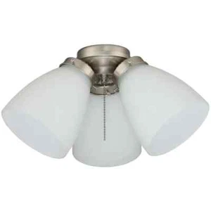 3-Light Brushed Nickel Ceiling Fan Shades LED Light Kit by Elite - Picture 1 of 5