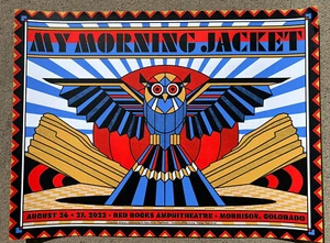 MY MORNING JACKET 2022 Red Rocks 🦉 Colorado 24x18 Concert Poster by Nate Duval - Picture 1 of 7
