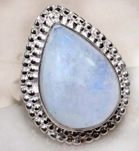 Natural Rainbow Moonstone 925 Solid Sterling Silver Ring Jewelry Sz 7 @19-5 - Picture 1 of 2