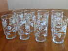 VINTAGE DRINKING GLASSES W/WHITE FLOWERS &amp; A BUTERFLY LOT OF 8