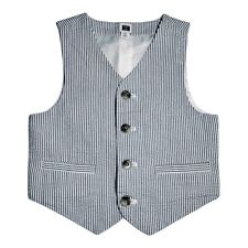 New Janie and Jack Toddler Boys Suit Vest Button-up Blue White Pinstripe Kids 2T