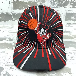 Vintage Disney Hat Cap Snap Back Black Red Mickey Basketball 90s Y2K Shockwave - Picture 1 of 8