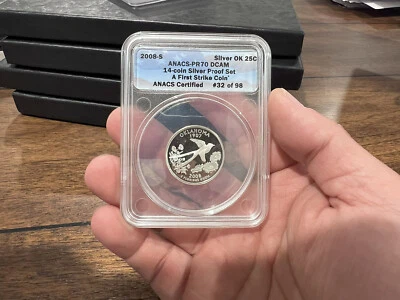 2008-S Silver Oklahoma State Quarter 25C Anacs Pr70 DCAM = First Strike = - Image 1 of 4