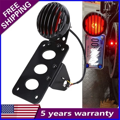 Suporte de placa de matrícula para luz de freio traseira de motocicleta montagem lateral para Harley Bobber - Imagem 1 de 4