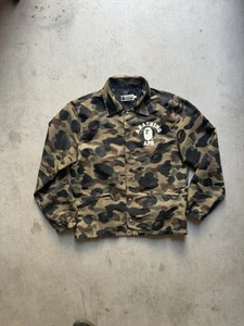 A BATHING APE BAPE Coach Jacket Green 1st Camo Logo Size L - Picture 1 of 13