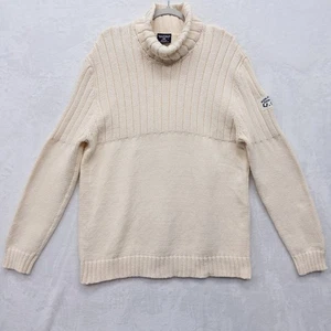 Vintage Polo Jeans Co Ralph Lauren Ribbed Turtleneck Sweater Cream XL USA Patch - Picture 1 of 4