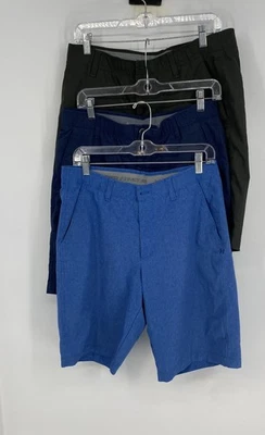 Under Armour Mens Blue Black Flat Front Slash Pocket Chino Shorts Sz 34 Lot Of 3 - Image 1 of 4