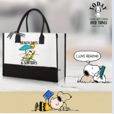 Bolso de Mano de Lona Snoopy Fans | Lindo Bolso de Hombro de Dibujos Animados para Amantes de los Cacahuetes Foto 1 de 4
