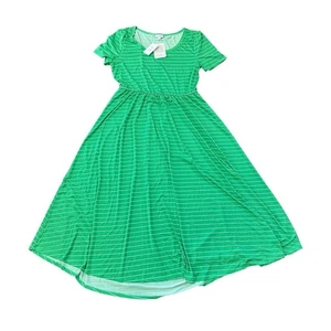 Lularoe Riley Dress Size XL Green Stripes Short Sleeve - Picture 1 of 7