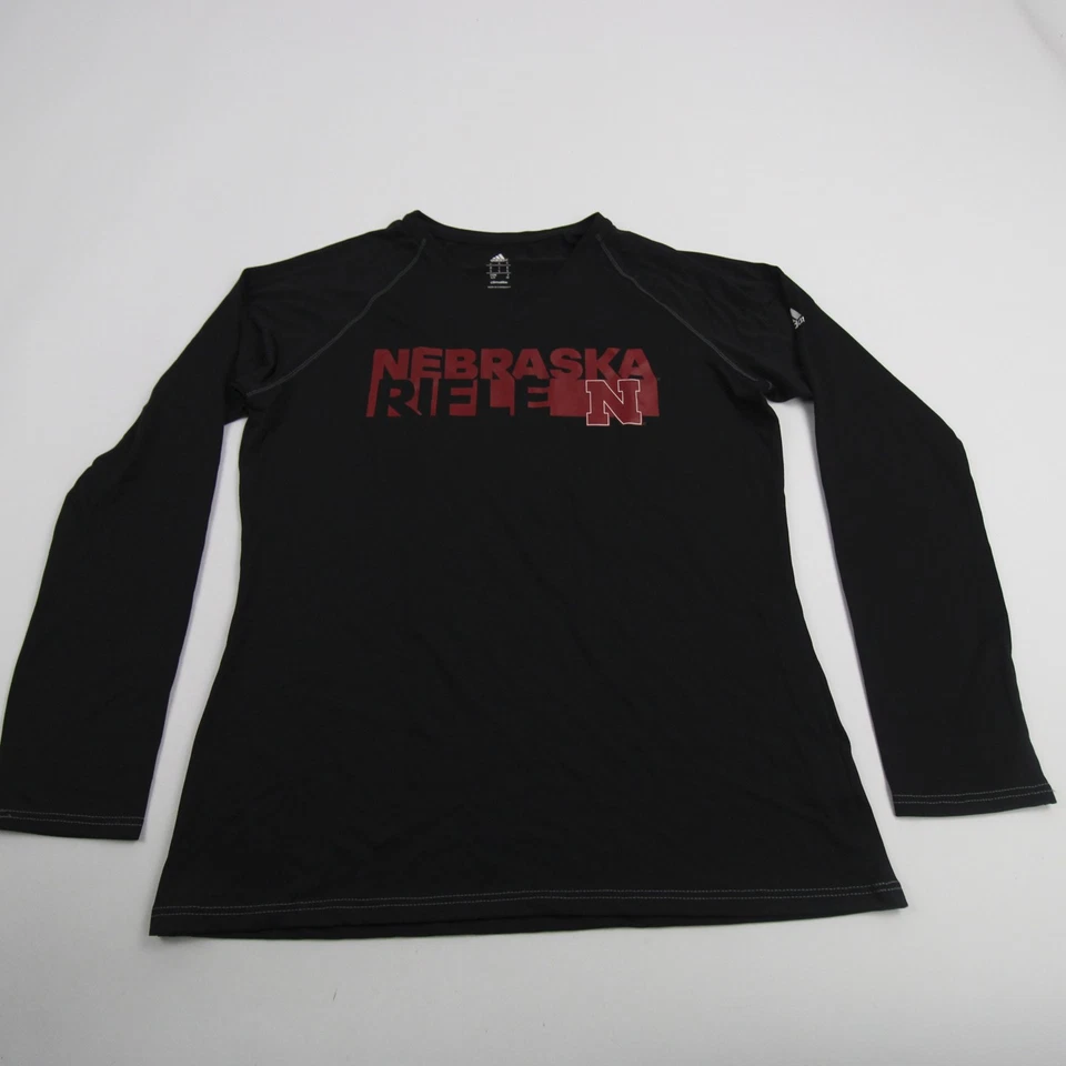 Nebraska Cornhuskers adidas Climalite Long Sleeve Shirt Women's Black New - Image 1 of 1