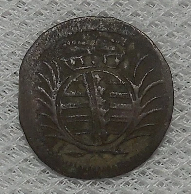 1742 SAXE COBURG SAALFELD GERMAN STATES 1 HELLER COPPER COIN - Image 1 of 2