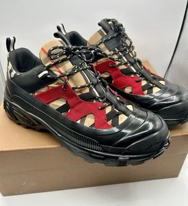 Burberry Arthur Check Chunky Sneakers Red Black Archive Beige Size 43 - Picture 1 of 13