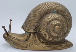 Vintage große matt Messing Schnecke Figur Korea MCM Mid Century Modern Patina - Bild 1 von 13