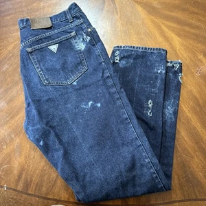 Vintage Guess Jeans Herren 36x32 Dark Wash Straight Leg Denim USA 90s Distressed  - Bild 1 von 9