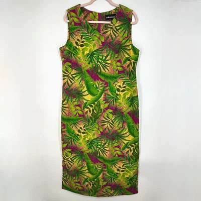 Sag Harbor женщин размер 14 макси платье пурпурный зеленый желтый гавайский цветочный v-образным вырезом - Изображение 1 из 4