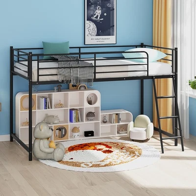 Twin Size Loft Bed  Heavy-Duty Metal Frame Space-Saving Design & Noise-Free - Image 1 of 4