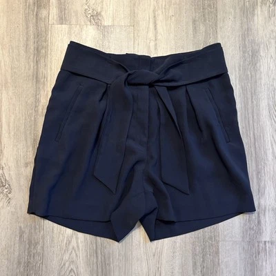 Pantalones Cortos H&M Mujer Talla 10 Azul Marino Poliéster Corbata Cintura A Medida Informales Pull On Foto 1 de 4