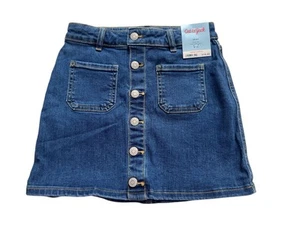 Cat & Jack Girl’s Medium 8 Stretch Snap Button Front Jeans Denim Skirt New - Picture 1 of 6