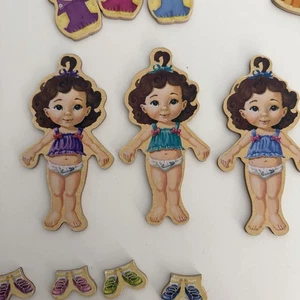 Teeny Tiny Toddler Fashion Magnetic Wooden Paper Doll Dress-Up T.S. Shure 68 Pcs - Picture 1 of 9