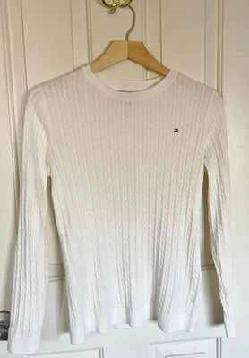 NUEVO Suéter Tommy Hilfiger Mujer Algodón Tejido con Cable S Blanco Marfil Nuevo sin Etiquetas Foto 1 de 4
