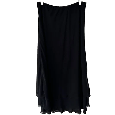 Alex Evenings Maxi Skirt Size Large Black Layered Chiffon Whimsigoth Fairycore - Image 1 of 4
