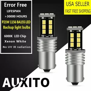 AUXITO 2x Error Free CANBUS 1156 White P21W LED Bulbs Backup Reverse Light Bulb - Foto 1 di 4