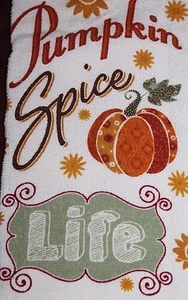 Bedrucktes Baumwoll-Küchengeschirrtuch ALLOVER Design gesteppt Kürbis & Sonnenblumen - Bild 1 von 2