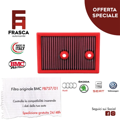 BMC AIR FILTER Filtro Aria Sportivo BMC Originale AUDI A1 1.2 1.4 A3 1.4 Q2 1.4 Q3 1.4 FB757/01