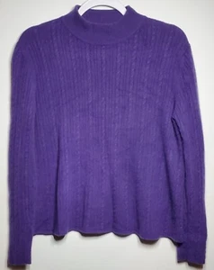 Suéter tejido con cable acanalado cuello falso L púrpura L Odeon Belford 100 % cachemir para mujer - Imagen 1 de 7