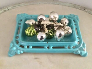 Rare French Cast Iron Blue Spittoon Kwispedoor Crachoir Dish Bowl Decorative - Picture 1 of 12