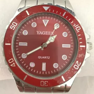 Herrenuhr Yageer Silber/Rot Edelstahl Quarz - Bild 1 von 4