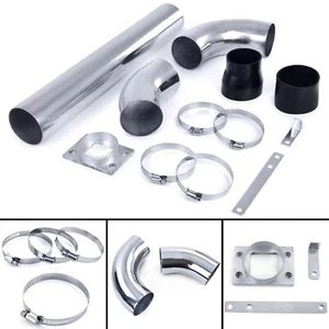 Juego de tubos de admisión de tubo de alimentación de aluminio pulido universal para filtro de aire deportivo - Imagen 1 de 8