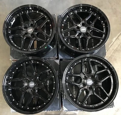 18" ESR CS15 Wheels 18x9.5 +35 5x114.3 Gloss Black Rims Set 4 - Image 1 of 4